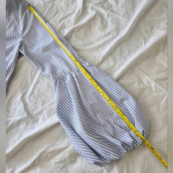 English Factory Bell Sleeves Blue White Stripe Pull-Over Top, Size S - Picture 11 of 12